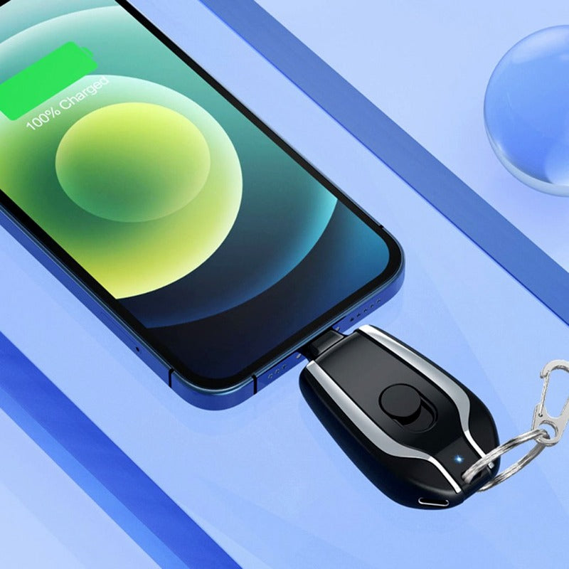 1500 MAH Emergency Power Bank Charger Keychain for Phones, Earbuds, and Wireless Devices