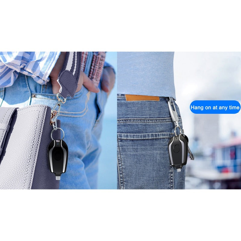 1500 MAH Emergency Power Bank Charger Keychain for Phones, Earbuds, and Wireless Devices