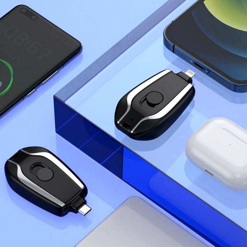 1500 MAH Emergency Power Bank Charger Keychain for Phones, Earbuds, and Wireless Devices