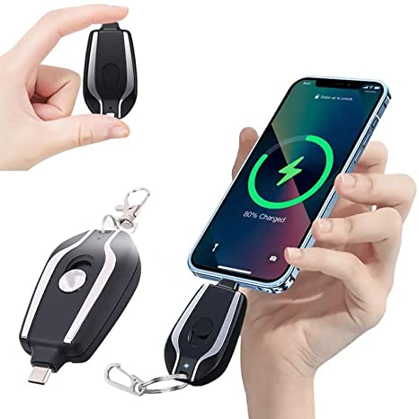 1500 MAH Emergency Power Bank Charger Keychain for Phones, Earbuds, and Wireless Devices