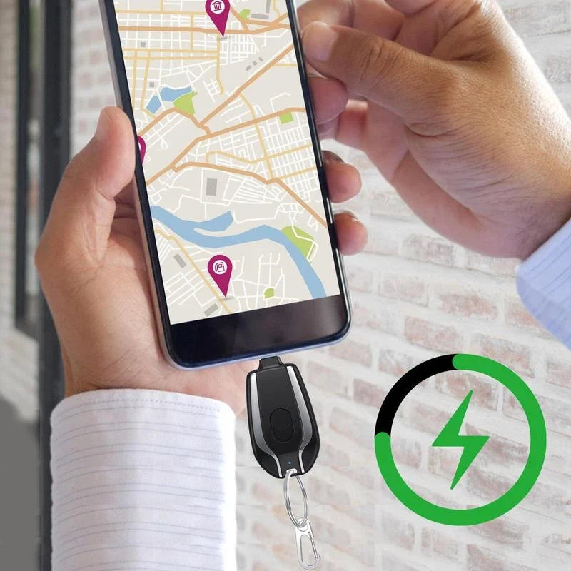 1500 MAH Emergency Power Bank Charger Keychain for Phones, Earbuds, and Wireless Devices