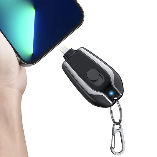 1500 MAH Emergency Power Bank Charger Keychain for Phones, Earbuds, and Wireless Devices