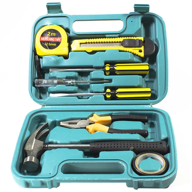 x8 PCS Professional Tool Set with Storage Box | YL-8009A Model | Durable Home Repair & DIY Toolkit | Organized Plastic Storage Box