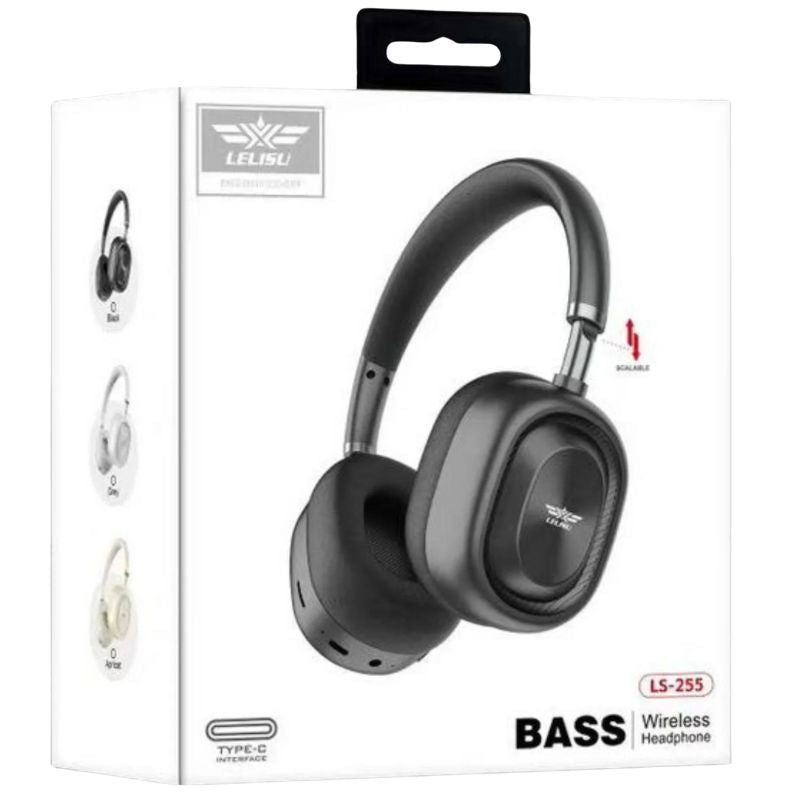 Lelisu LS-255 Wireless Bluetooth Headphones | Heavy Bass Over-Ear Headset with Total Comfort and Type-C Charging Cable