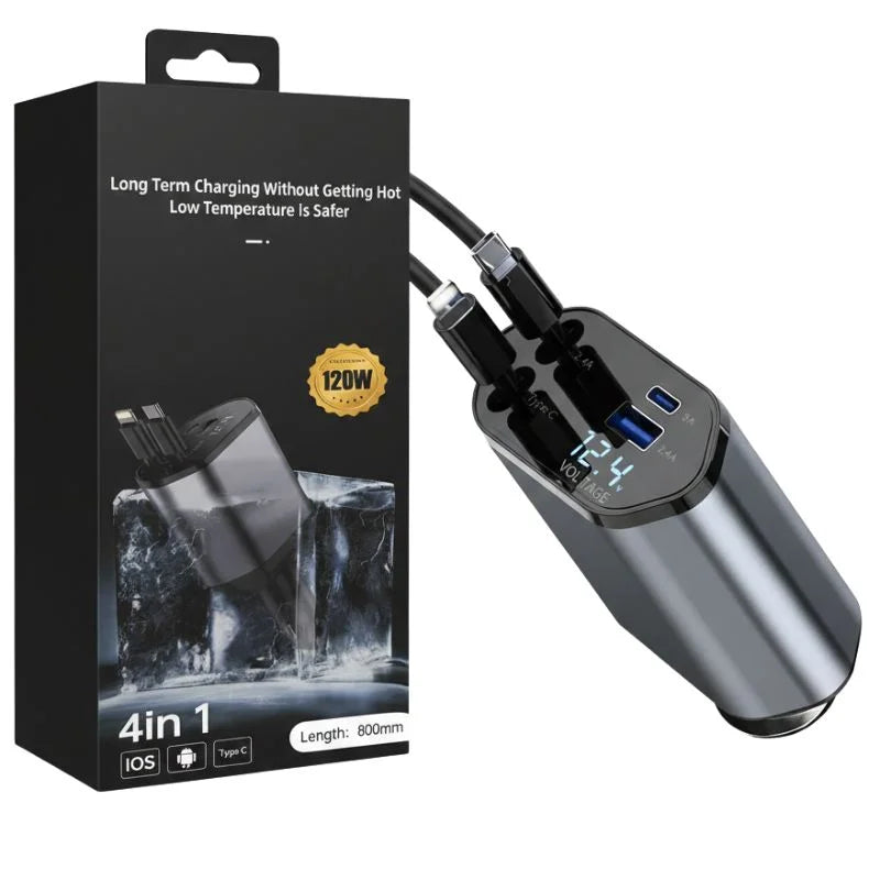 Universal Car Charger 4 in One Multiple Data Cable