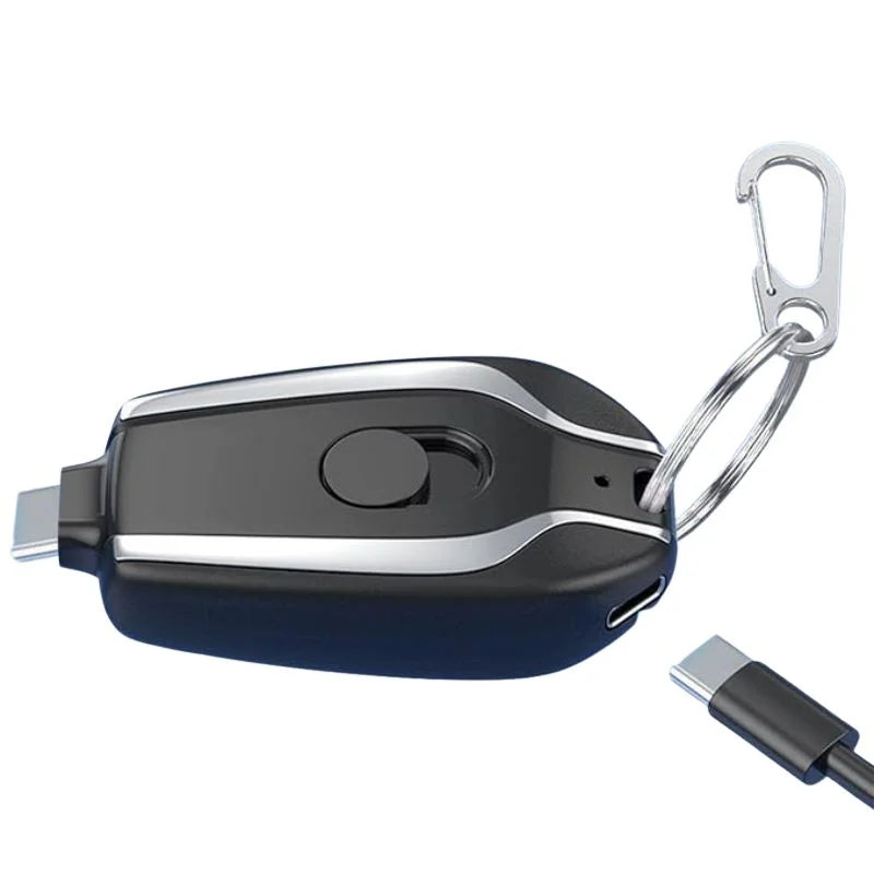 1500 MAH Emergency Power Bank Charger Keychain for Phones, Earbuds, and Wireless Devices