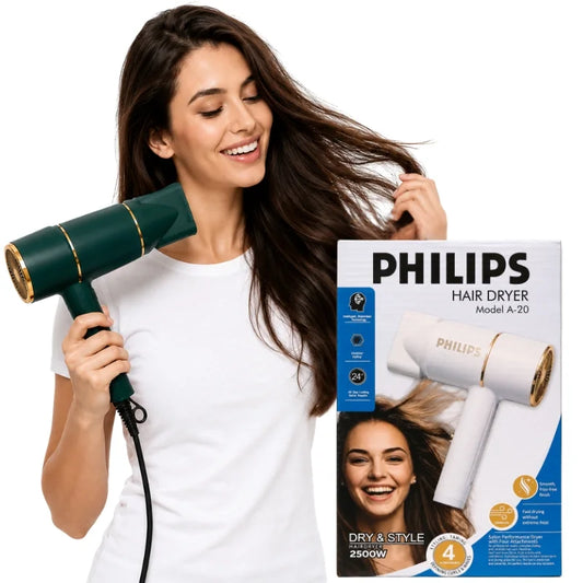 PHILIPS A-20 Hair Dryer | 2500W Salon Performance Hair Dryer | Intelligent Style Adapt Technology | Negative Ions