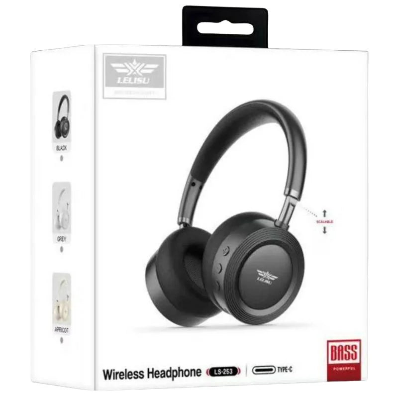 Lelisu LS-253 Wireless Blutooth Headphones | Deep Bass Over-Ear Comfortable Headset with Soft Cushion Earpads with Bilt In Microphone  & Type-C Fast Charging