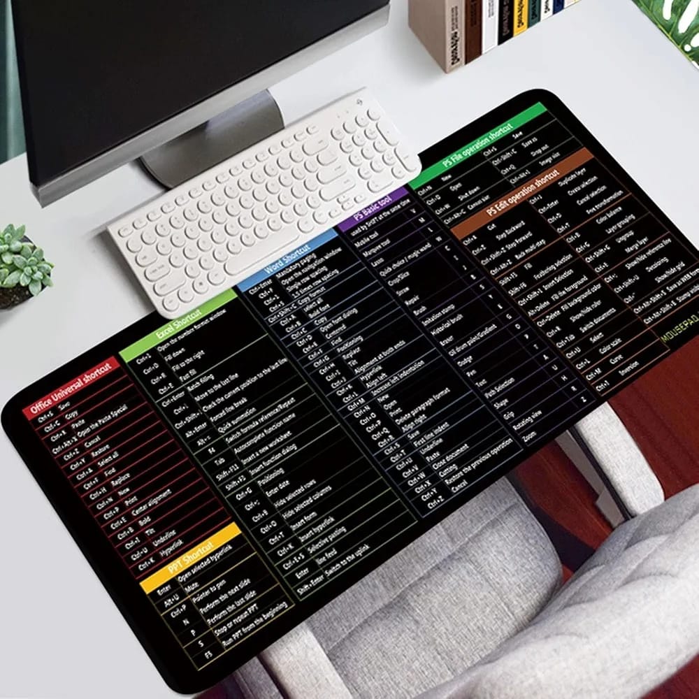 Keyboard Shortcut Keys Mat Mouse Pad for Work, Office, Study Excel, Powerpoint, PPT, Photoshop, MS Office, MS Word