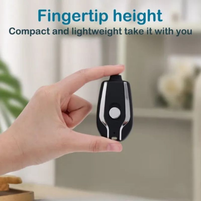 1500 MAH Emergency Power Bank Charger Keychain for Phones, Earbuds, and Wireless Devices