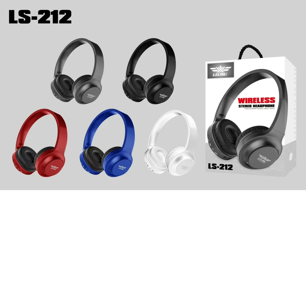 Lelisu LS-212 Wireless Bluetooth Headphones | Deep Bass Over-Ear Headset with Mic for Gaming & Calls