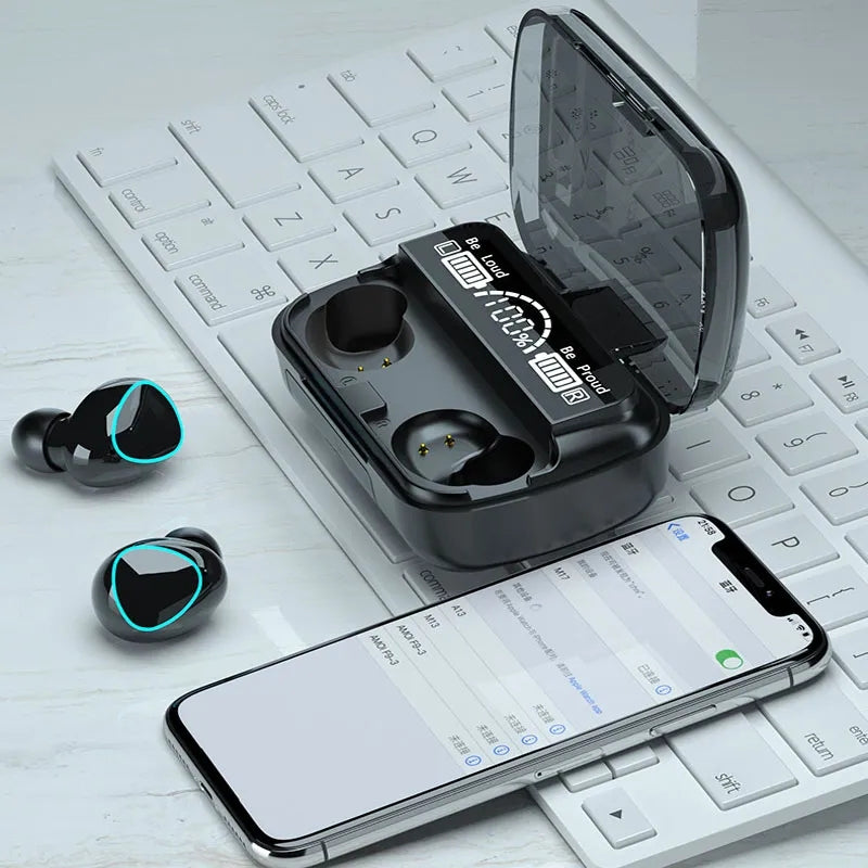 Damix M10 Bluetooth 5.3 Earbuds – Wireless Sports Headphones with LED Charging Case, Touch Control & Extended Battery Life