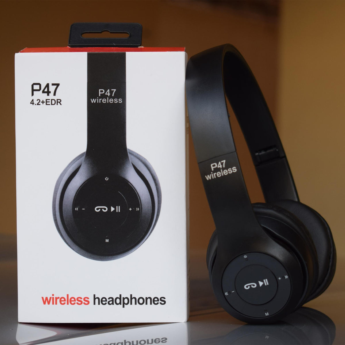 4-in-1  Wireless Headphones P47 | Bluetooth Foldable Headset | Stereo Sound | FM Radio & SD Card Support | Built-in Microphone