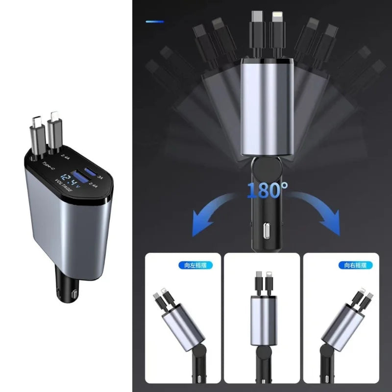 Universal Car Charger 4 in One Multiple Data Cable