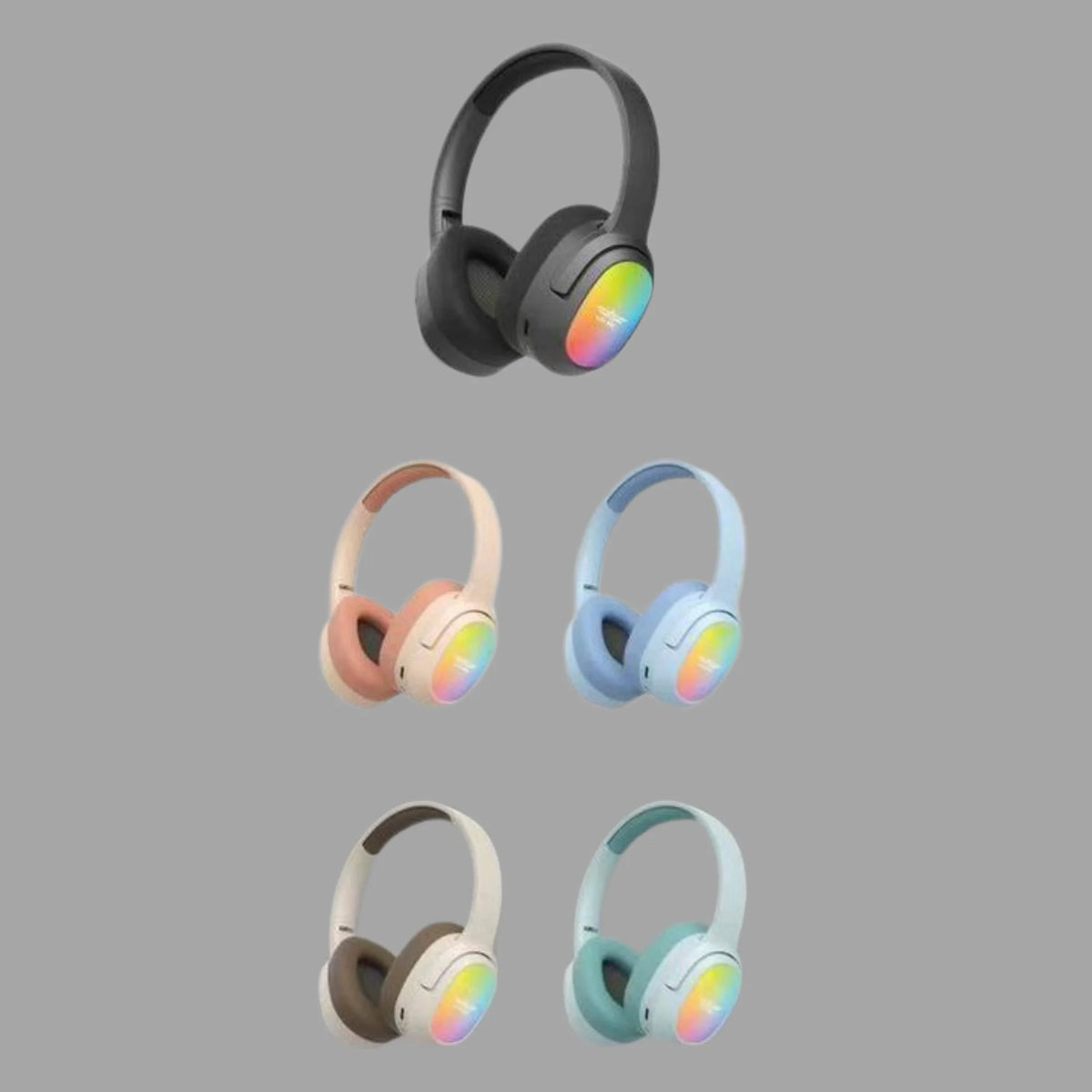 Lelisu LS-257 Wireless Bluetooth 5.4 Over-Ear Headphones with RGB LED Lights & Type-C Fast Charging — Deep Bass Stereo Gaming Headset with Built-in Mic