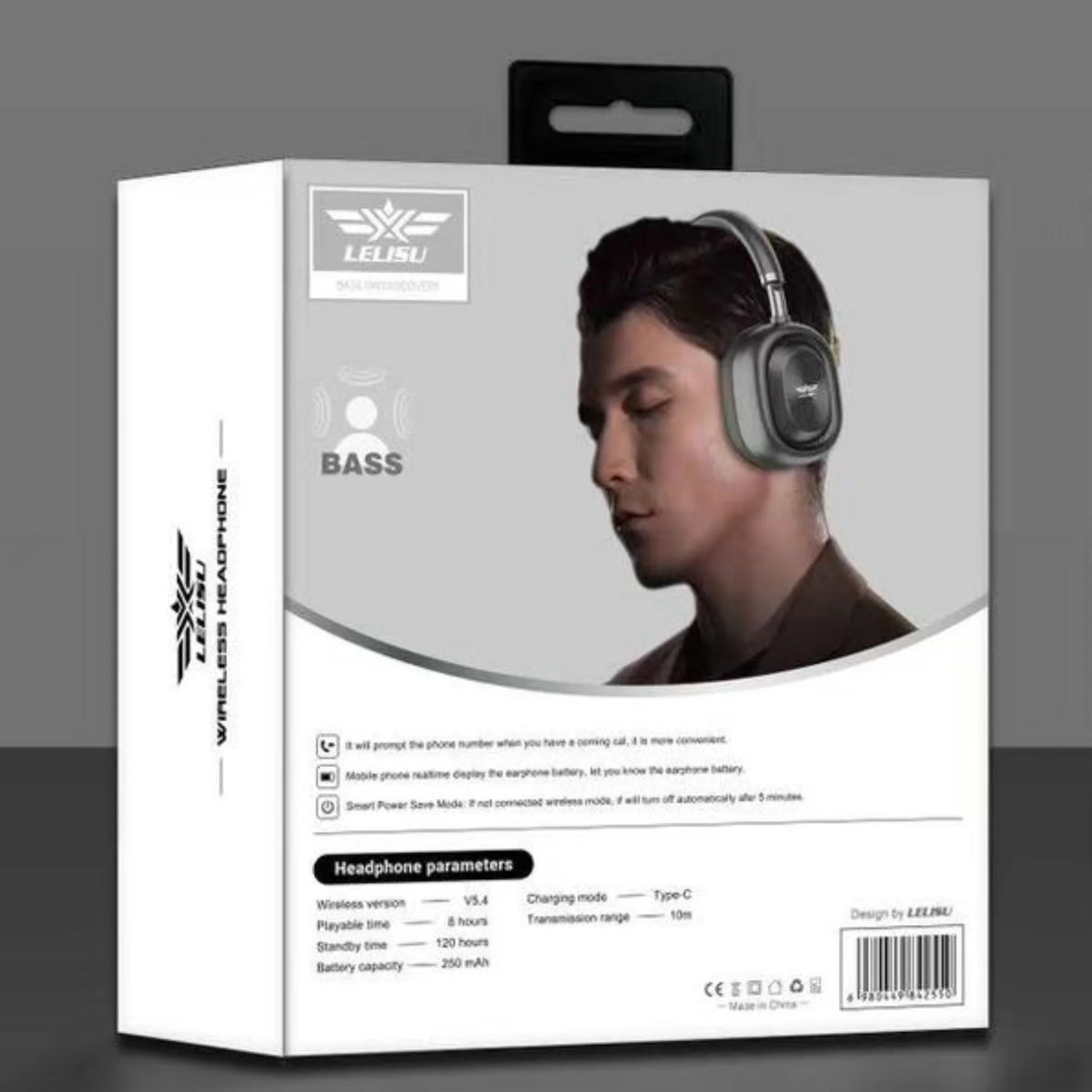 Lelisu LS-255 Wireless Bluetooth Headphones | Heavy Bass Over-Ear Headset with Total Comfort and Type-C Charging Cable