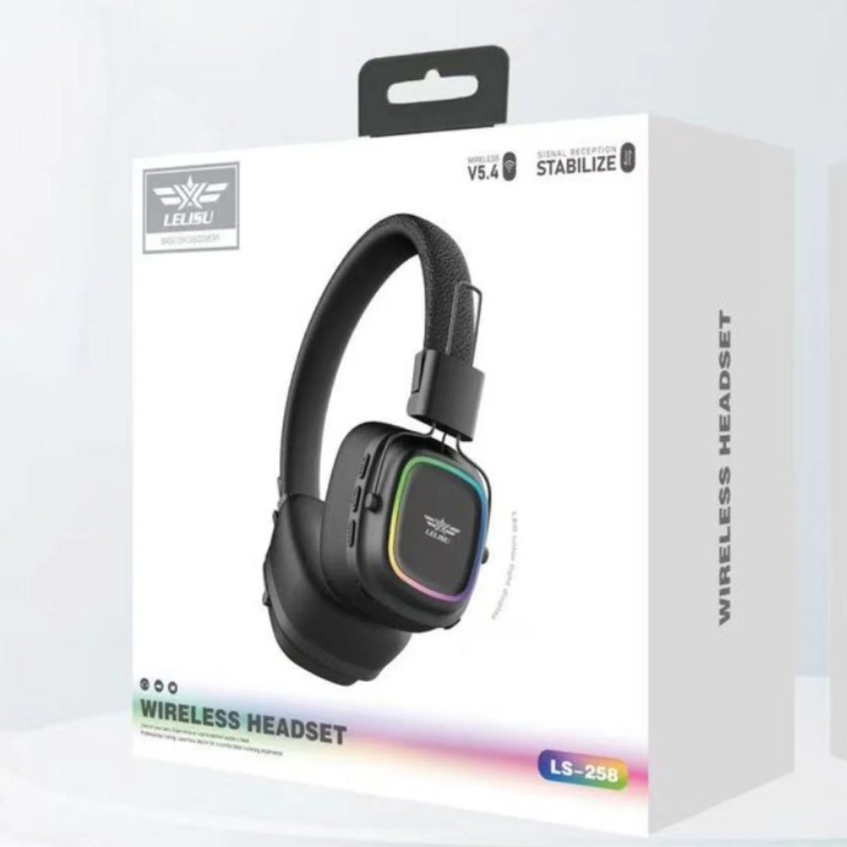 Lelisu LS-258 Wireless Bluetooth 5.4 Headphones | Deep Bass Over-Ear Gaming Headset with LED Lights & Mic