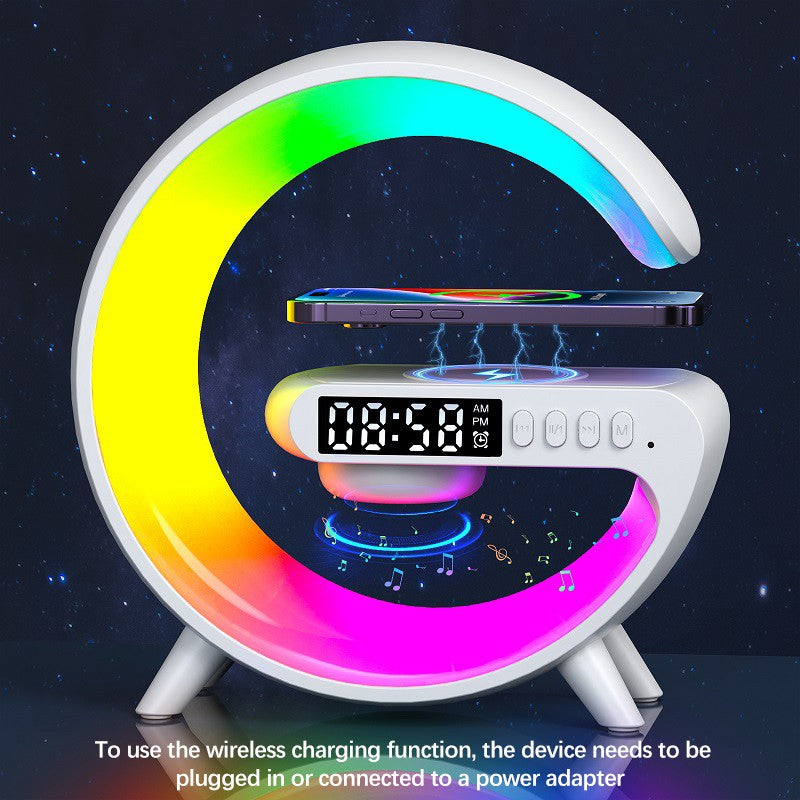 G63 Bluetooth Speaker with Wireless Charger | Atmosphere Wake-Up Light | Bedside Music Lamp | Multi-Mode Lighting
