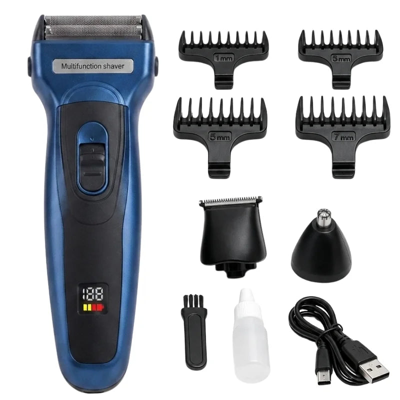 Kemei USB Rechargeable Electric Hair Trimmer Clipper Shaver Model KM 5560 Shaving Machine with Nose Trimmer Attachment