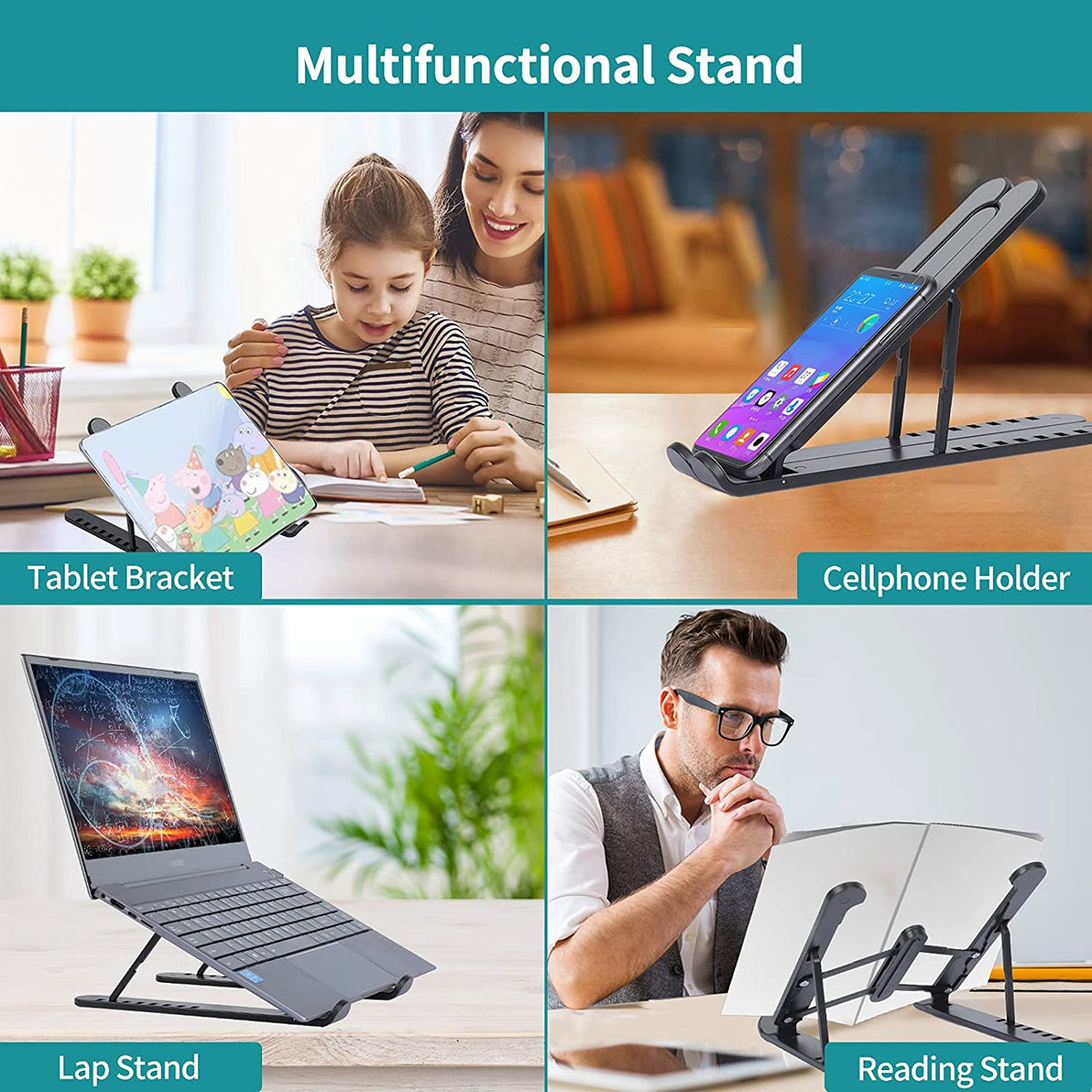 Foldable Plastic Laptop Stand – Lightweight, Portable, Travel Friendly & Adjustable Holder for Home, Desk, Office Uses,