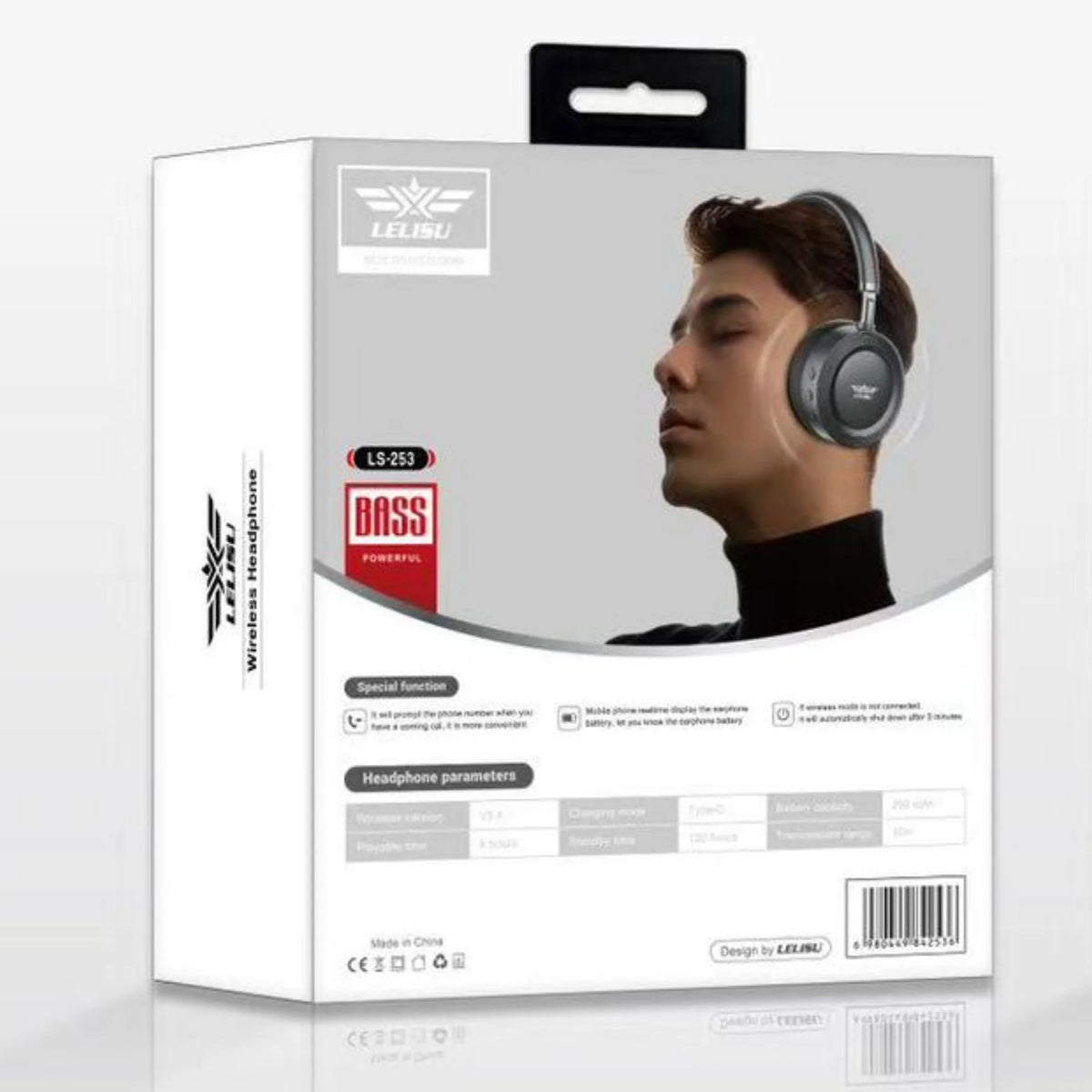 Lelisu LS-253 Wireless Blutooth Headphones | Deep Bass Over-Ear Comfortable Headset with Soft Cushion Earpads with Bilt In Microphone  & Type-C Fast Charging