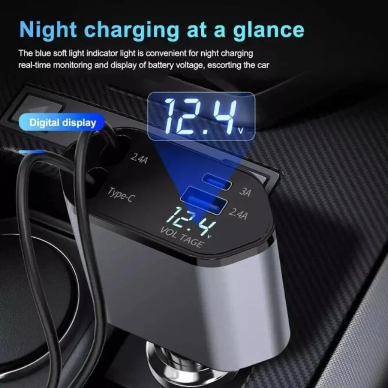 Universal Car Charger 4 in One Multiple Data Cable