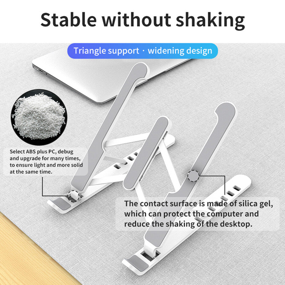 Foldable Plastic Laptop Stand – Lightweight, Portable, Travel Friendly & Adjustable Holder for Home, Desk, Office Uses,