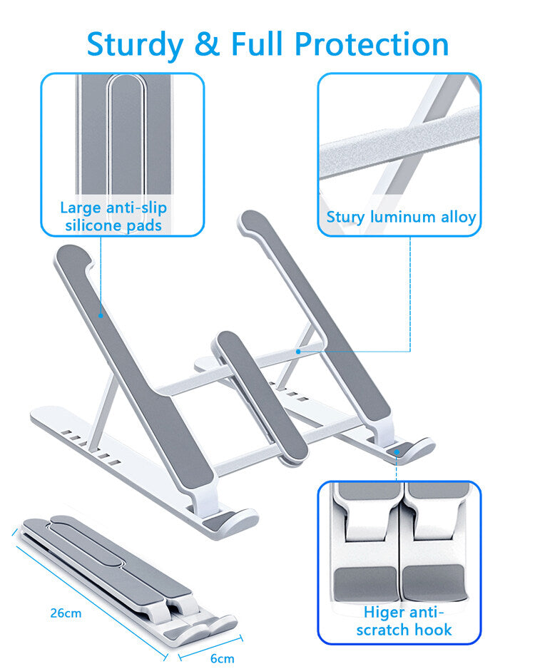 Foldable Plastic Laptop Stand – Lightweight, Portable, Travel Friendly & Adjustable Holder for Home, Desk, Office Uses,