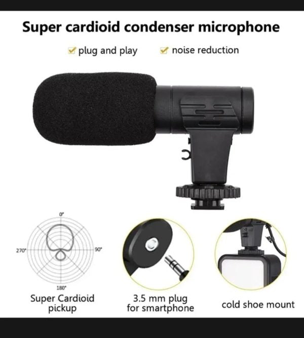 AY-49 Video Vlogging Set| 4-in-1 Recording Tripod, YouTube, TikTok, Live Stream Video Making Kit with LED Light, Mic, & Wireless Remote for Phone