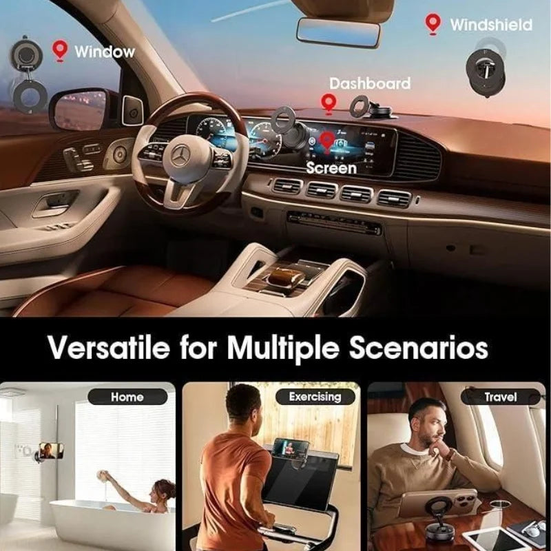 Foldable Magnetic Car Phone Holder Universal | 360° Rotating Suction Mount