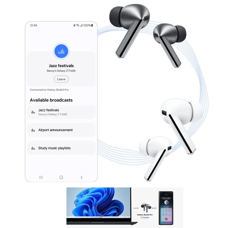 Samsung Galaxy Buds Airbuds 3 Pro Wireless Airbuds with Active Noise Cancellation Adaptive AI And Immersive Sound
