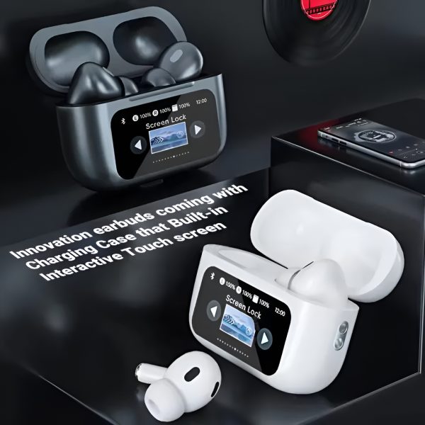 A9 Pro ANC Bluetooth 5.4 Wireless Earbuds with Smart Screen and Active Noise Cancellation